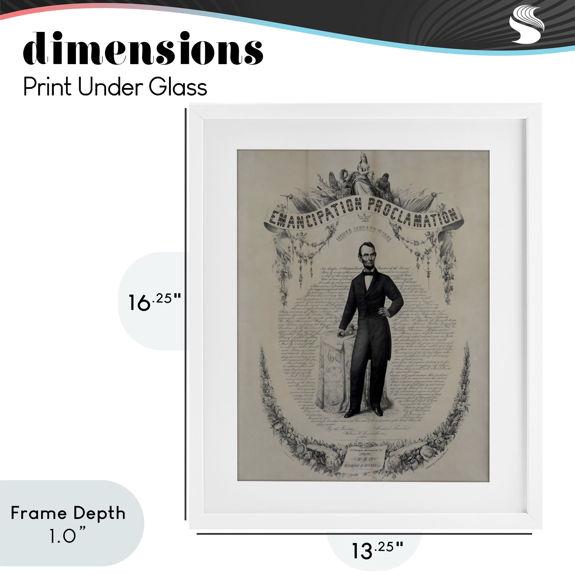 Stupell Industries Lincoln with Emancipation Proclamation White Framed Print Under Glass, design by Arlington Prints