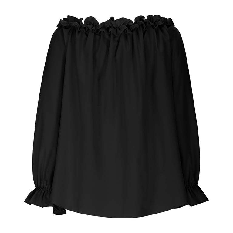 JGGSPWM Womens Large Size Tops Off The Shoulder Shirt Puff Long
