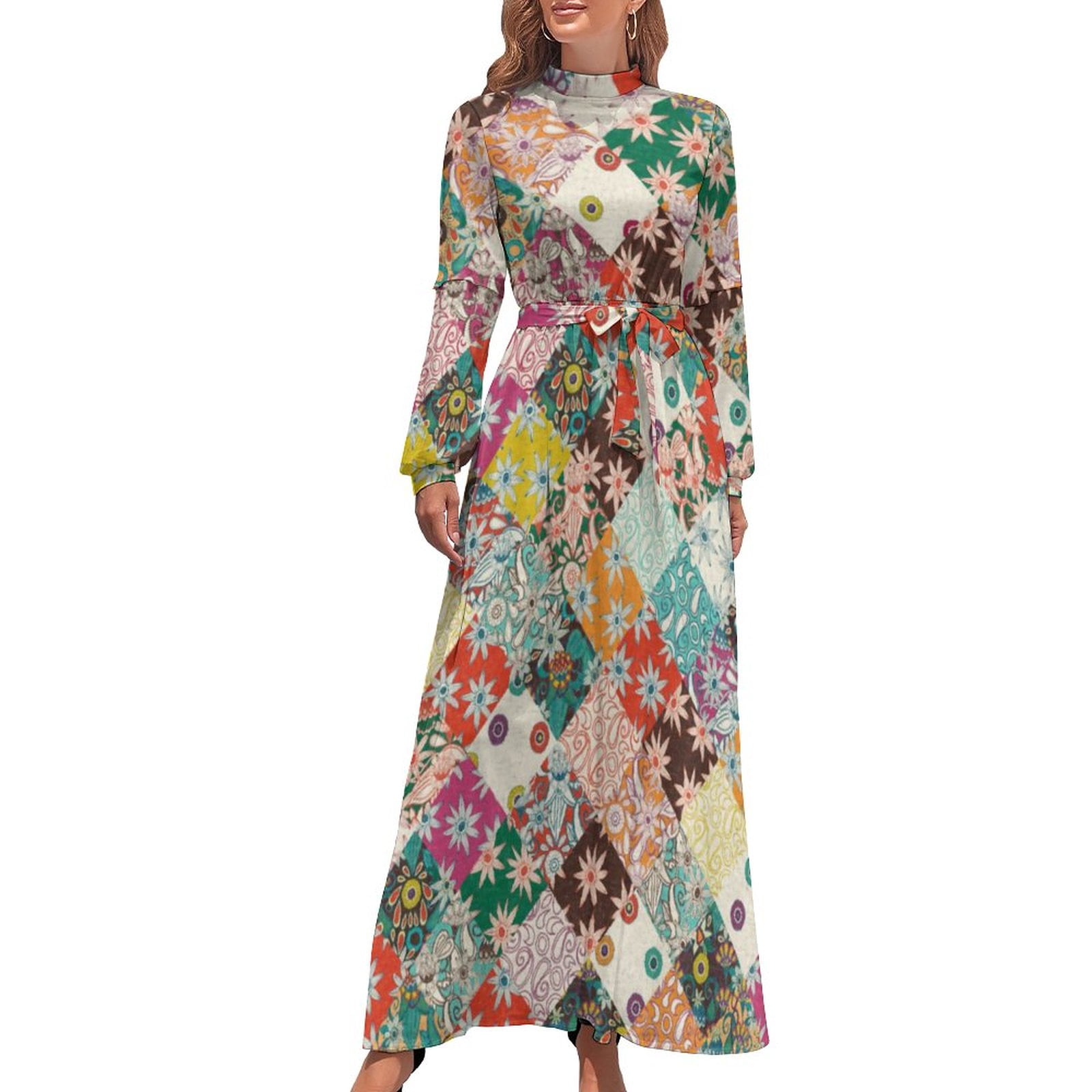 chinese dress ladies Black Long Sleeves Harmony Hues Dress