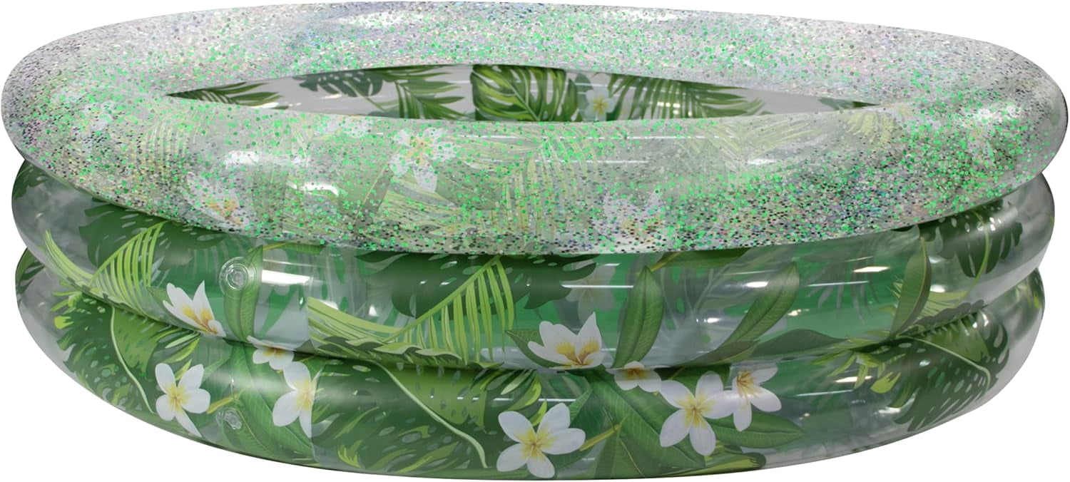 Inflatable Sunning Pools for up to 3 Adults (Palm & Plumeria Sunning Pool with Tropical Print)