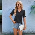 thumbnail image 6 of Womens Dressy Casual Blouses Shirts Lapel Neck Business Casual Summer Tops Black M, 6 of 9