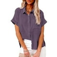 thumbnail image 2 of Summer Tops Womens Linen Tops Stylish Women's Casual Loose Short Sleeve Button Shirt for Comfortable Everyday Wear, 2 of 6