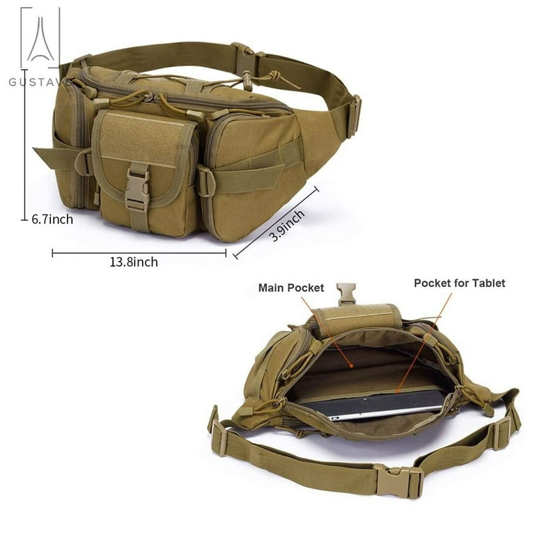 Mens Tactical Military Waist Bag Fanny Pack Bum Belt Pouch Travel  Waterproof Bag