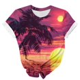 thumbnail image 3 of Hvyesh Womens Hawaiian Shirt Palm Trees Beach Graphic Tee Tops Summer Vacation Short Sleeve Tshirt Tops Casual Round Neck Blouses zc-Multicolor,L, 3 of 5