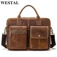 thumbnail image 2 of Bolso de hombro WESTAL para hombre, bolso de mano, bolso de mano para ordenador portátil de 14 pulgadas, bandolera con cremallera, maletín de piel auténtica, s 7212, 2 of 5