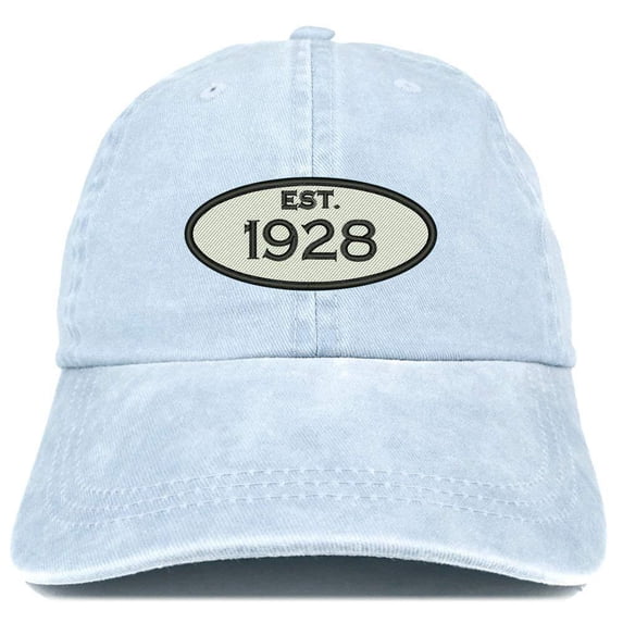 Trendy Apparel Shop Established 1928 Embroidered 90th Birthday Gift Pigment Dyed Washed Cotton Cap
