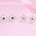 thumbnail image 4 of Pendientes de plata con diseño de sakura y cereza oriental Preciosos pendientes de plata con diamante rosa, 4 of 8