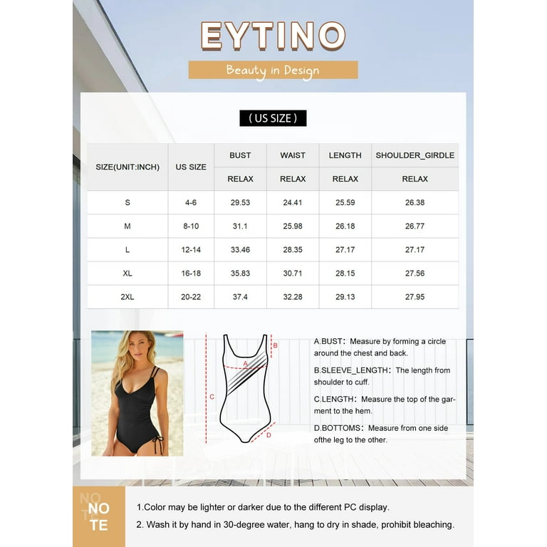 Eytino Bathing Suit for Women Ribbed One Piece Swimsuit Tummy Control High  Cut Bathing Suit Sexy V Neck Drawstring Monikini L Blue 