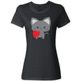thumbnail image 3 of Inktastic Heart Cat Women's T-Shirt, 3 of 5