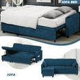 thumbnail image 6 of ACMEASE 84" Chenille Sectional Sleeper Sofa w/Adjustable Backrests, Pull Out Sofa Bed w/USB Charger Port& Reversible Storage Chaise,Convertible L-Shaped Sofa with Cup Holders for Living Room, Blue, 6 of 7