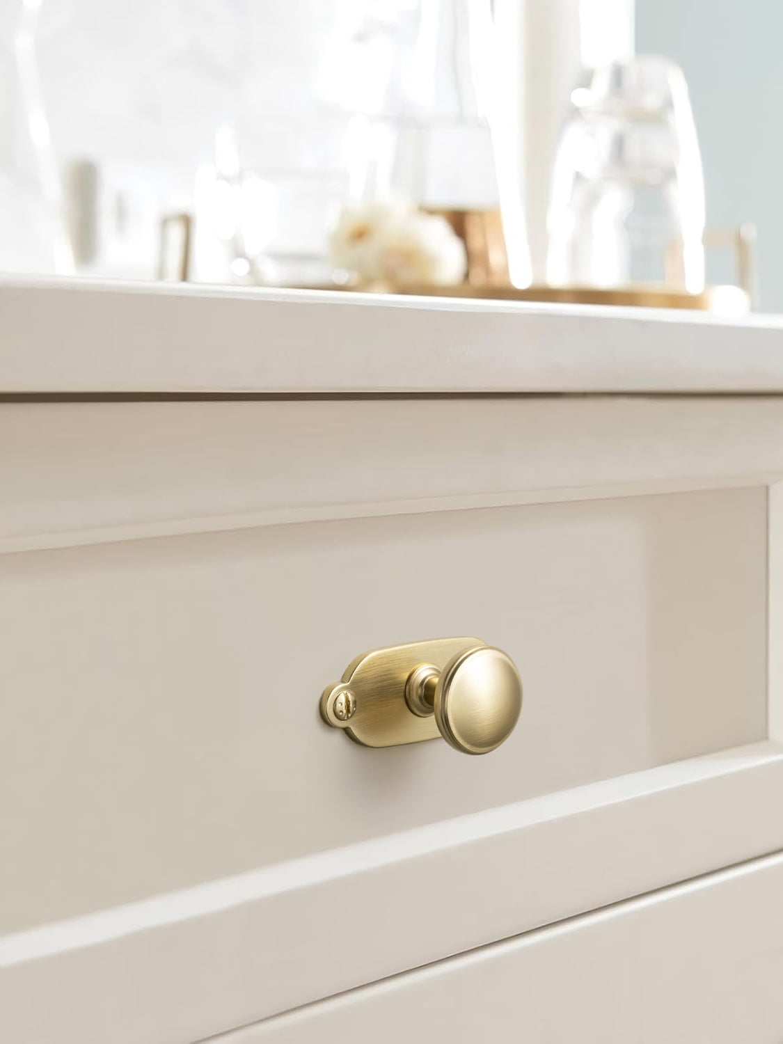 Goo-Ki Champagne Bronze Cabinet Drawer Knobs with Backplate, Zinc Alloy Kitchen Hardware,Modern Single Hole Bar Pull Handles for Cupboard Wardrobe,6 Pack (6781-G013)