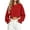 Red, variant on Asxite Women Fall Winter Tops Round Neck Long Sleeve Solid Ruffle Hem Loose Crop Shirts