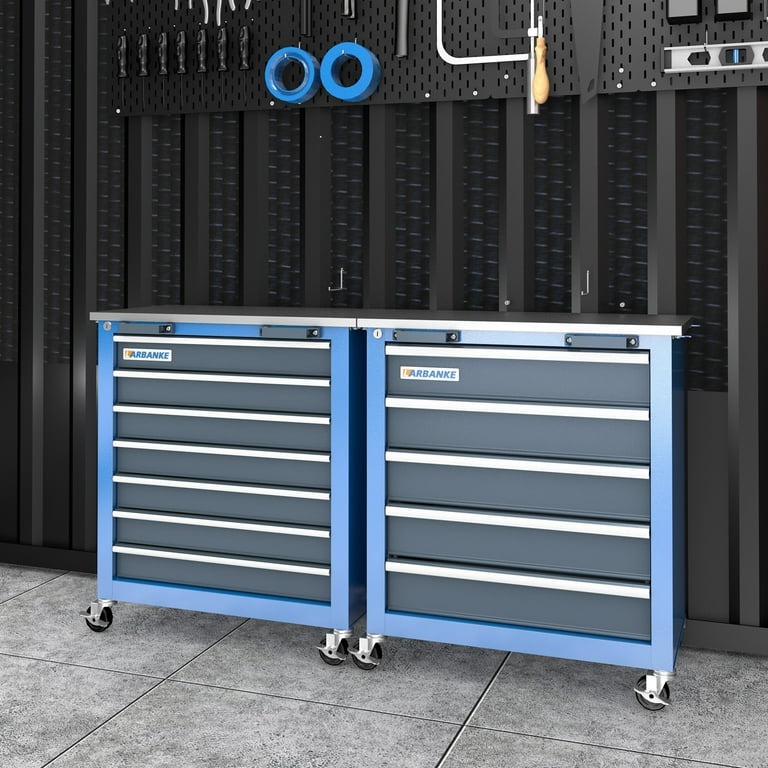 LARBANKE Combination Tool Cabinet, 7 & 5 Drawer Sets, Rolling