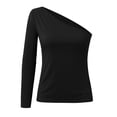 thumbnail image 5 of Women's Tops Casual Long Sleeve One Shoulder with Pads Shirt Blouses,Black,M, 5 of 6