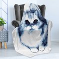 thumbnail image 4 of Navy Blue Soft Flannel Fleece Throw Blanket, Kitty Paint with Distressed Color Features Fluffy Cat Best Companion Ever, Cozy Plush for Indoor and Outdoor Use, 70" x 90", Grey White, by Ambesonne, 4 of 5