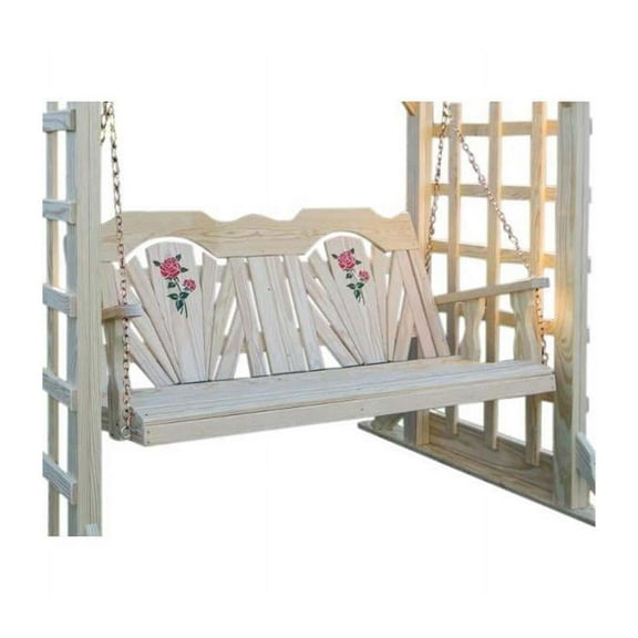 Creekvine Designs FS60FBROSECVD 64 in. Rose Design with Treated Pine Fanback Swing