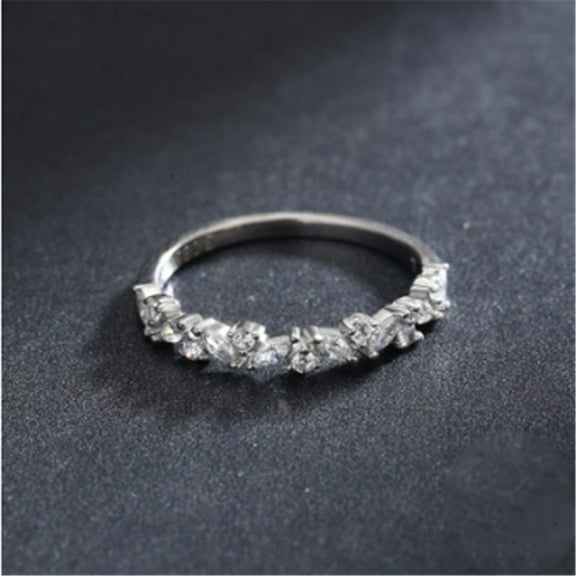 Womens S925 Silver Ring with Diamond Shaped Zircon Gemstone Electroplated Rhombus Fine Jewelry for Her Japanese Korean Fashion Ring Gift