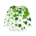 thumbnail image 5 of POTETI St Patricks Day Tops Womens,Female Short Sleeve Crew Neck Clover Print T-shirt, 5 of 5