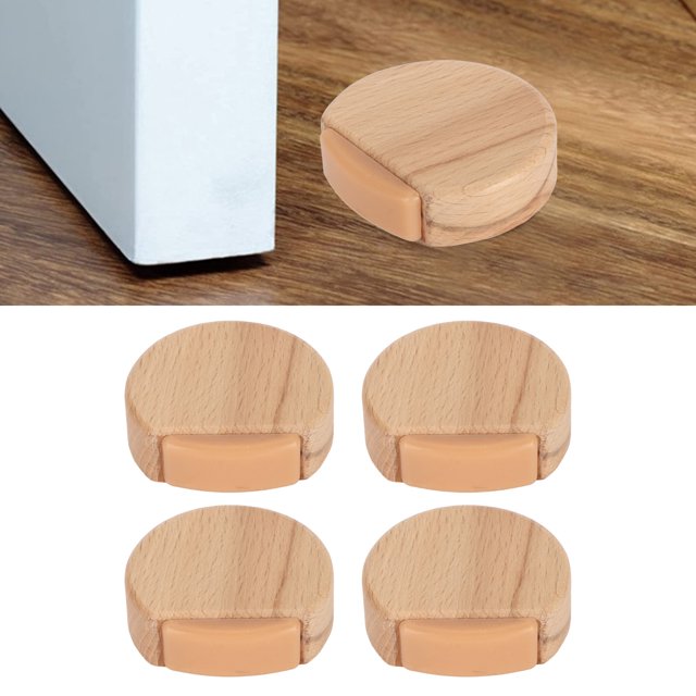 Juego De Tope De Puerta De Madera, Fácil Instalación, Evita Resbalones, Resistente A Colisiones, Soporte De Tope De Puerta Redondo, Adecuado Para Puertas Interiores Y Exteriores