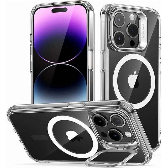 Funda Transparente con Soporte Magnético, Protección de Grado Militar, para iPhone 14 Pro