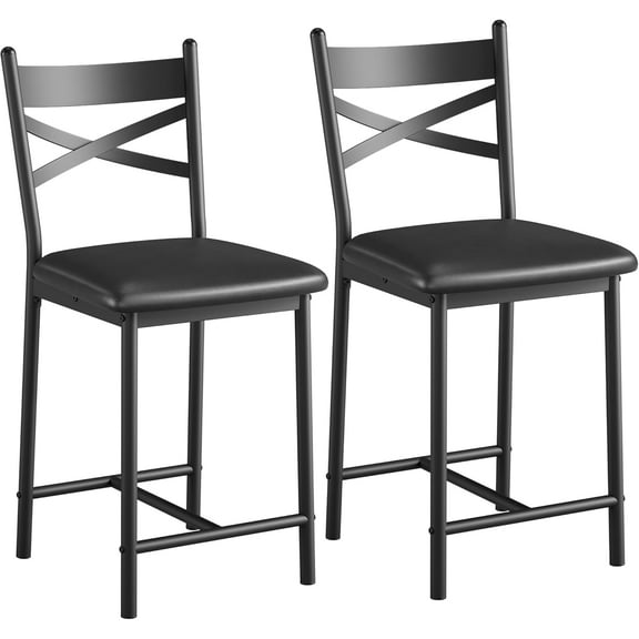 Bar Stools Set of 2/4 with 16 in Wide Seat Cushion, Back & Footrest, Modern Counter Height Barstools for Kitchen Island, Upholstered Large Seat Metal Frame Bar Chairs for Breakfast Bar, Dining Room