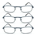 thumbnail image 2 of EYE ZOOM 3 Pairs Unisex Metal Frame Vintage Design Reading Glasses with Spring Hinge for Men and Women (Navy Blue, Strength: +1.75), 2 of 5