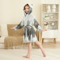 thumbnail image 4 of FORMRS Niños Bathrobe Unisex Hooded Robe Soft Plush Pajamas Sleepwear, Size 7-9T, Gray Hexagons, 4 of 7
