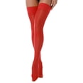thumbnail image 1 of Yeahdor Bas Cuisse pour Femmes Bas en Soie Contrôle Haut Brillant Semi-Transparent Collants Rouge Taille Unique, 1 of 7