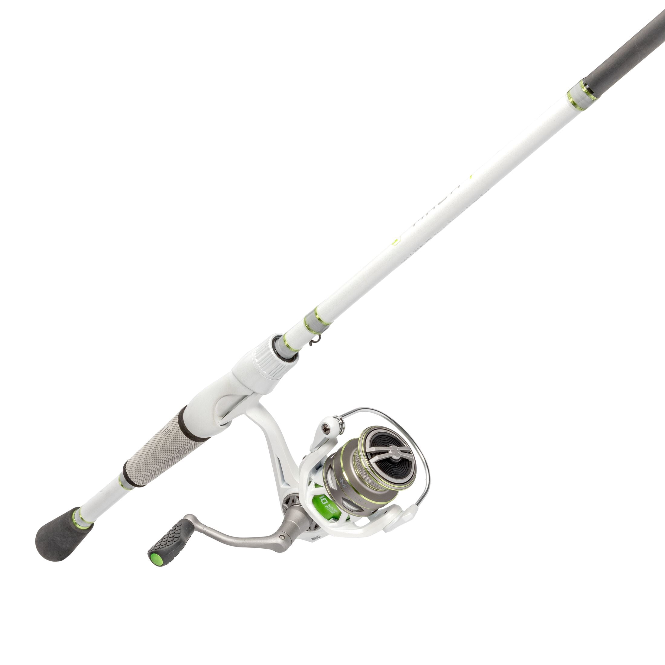 Lew’s MACH 1 Spinning Reel and Fishing Rod Combo, 6-Foot 9-Inch, 1-Piece IM7 Graphite Rod, Medium-Light Power, Fast Action, Size 200 Reel, 9+1 Bearings, 6.2:1 Gear Ratio, White/Black/Gray/Green