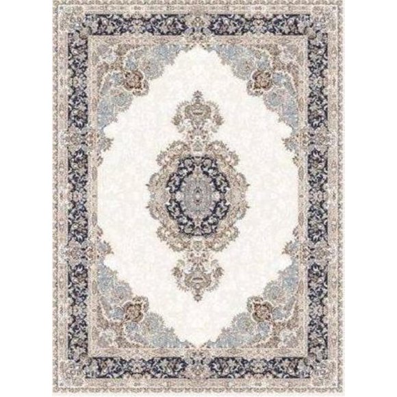 La Dole Rugs Navy Blue Beige Cream Silver Vintage Traditional Flat Pile Soft Area Rug Carpet Mat For Living Room Hallway Runner Outdoor Patio Sizes 5x7, 8x10, 7X9 feet inch inches ft