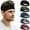 Black + Camouflage + Sketch Blue + Black and White + Black, variant on beister Sports Headbands for Men & Women (5 Pack), Moisture Wicking Sweatbands, Elastic Non Slip Sweat Bands, Athletic Workout Fashion Wide Hair Bands for Running, Cycling, Basketball, Yoga