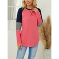thumbnail image 5 of TEMOFON Womens Sweatshirts Fashion Crewneck T Shirts Color Block Tunic Tops Casual Winter Striped Long Sleeve Shirts, 5 of 5