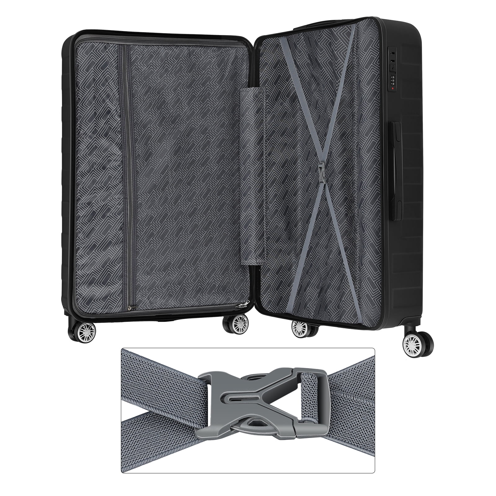 Hikolayae Rancho Elite Collection Hardside Spinner Luggage Sets in Silver, 5 Piece - TSA Lock