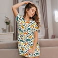 thumbnail image 3 of Picia Dinosaurs and Tropical Leaves Pattern Women’s Nightdress – Casual Short-sleeved Loose-Fit Sleepwear, Soft Cotton Short-Sleeve Sleep Shirt for Relaxation & Comfort, 3 of 6
