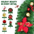 thumbnail image 2 of Yexmas 9FT Pre-Lit Christmas Garland with LED Lights,Decorated with Red Poinsettias,Berries and Ball Ornaments,Battery Operated Xmas Garland for Mantel,Stair,Door, 2 of 8
