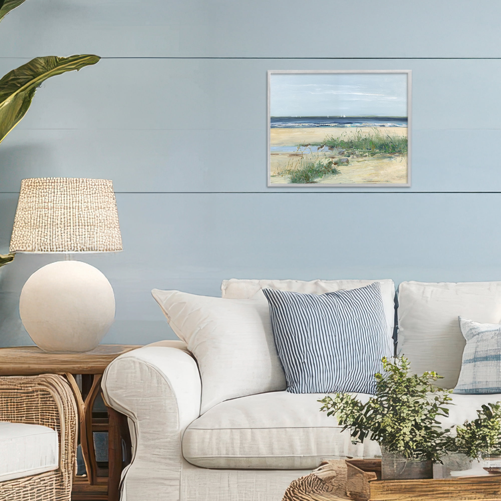 Stupell Industries Beach Marsh Sandpipers Gray Framed Giclee Art, design by Sally Swatland