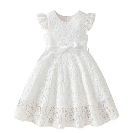 Your-Sty Toddler Girls Cute Solid Color Princess Dress Sleeveless Lace Skirt Summer Outfit