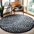 thumbnail image 3 of SAFAVIEH Soho Andrew Polka Dots Wool Area Rug, Dark Grey, 8' x 8' Round, 3 of 5