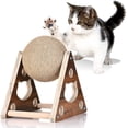 thumbnail image 2 of -Juguete para gatos, poste rascador, alfombra rascadora, base de madera, pelota rascadora para gatos, área de juegos y percha, tablero de sisal, rascador para gatitos y gatos, 2 of 6