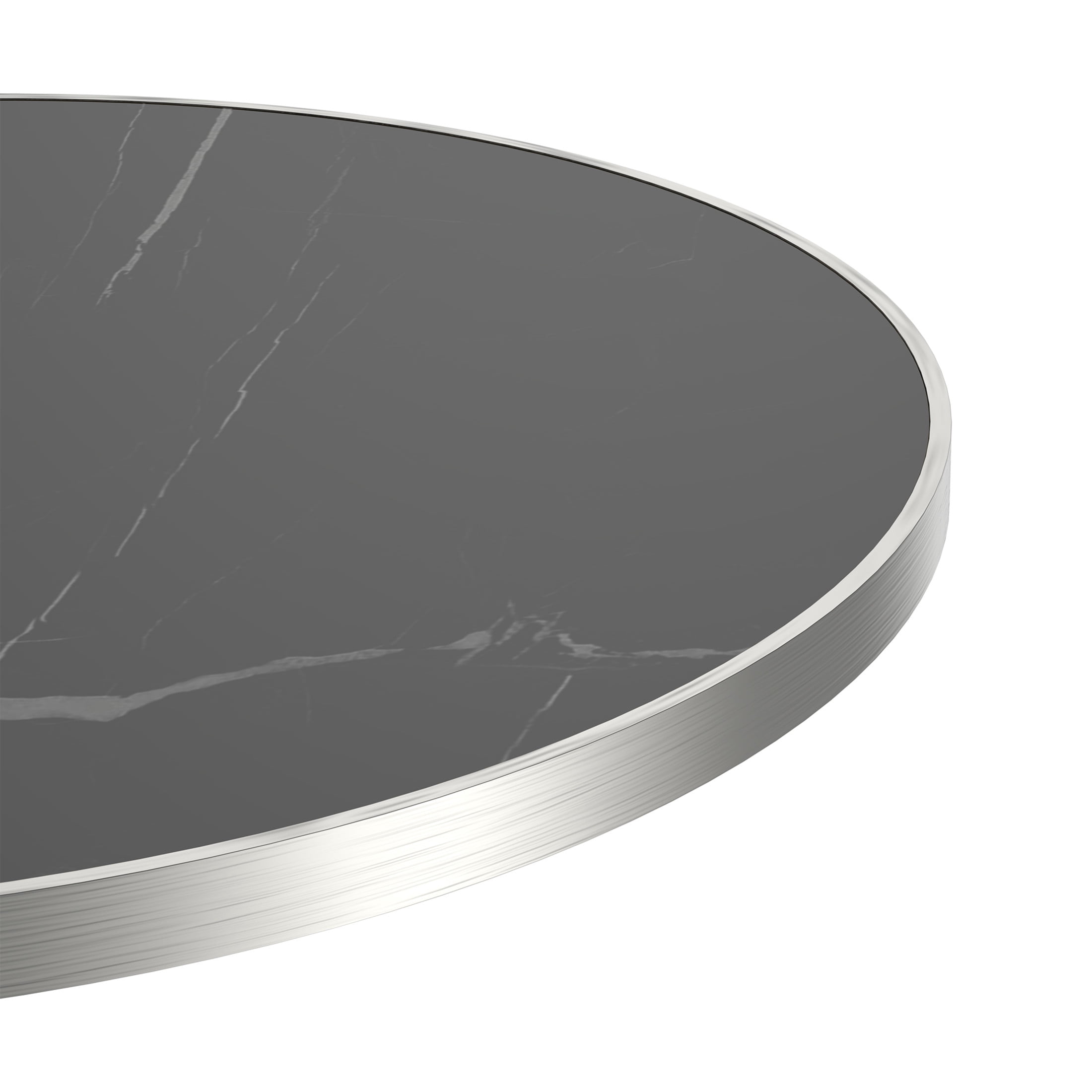 Noble House 31.5" Round Dining Table with Faux Marble Top, Luxury Bistro Table with Stainless Steel Legs, Black & Silver
