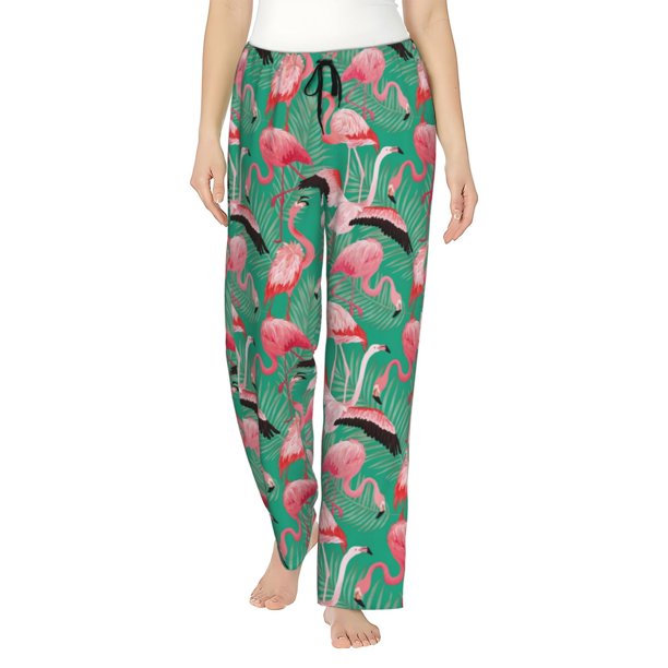 Balery Tropical Flamingo Pantalones de pijama para mujer, pijamas ultraligeros, pantalones de estar por casa-XX-Large
