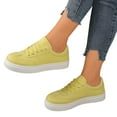 thumbnail image 5 of Women's Fashion Sneakers Flat Low-Top Lace-Up Comfortable School Casual Tennis Shoes Walking Travel Shoes Dress Sneakers(Color:Yellow,Size:7.5), 5 of 9