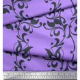 thumbnail image 3 of Soimoi polyester Crepe Fabric Leaves & Filigree Damask Print Fabric by Yard 42 Inch Wide, 3 of 3