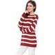 thumbnail image 4 of INSPIRE CHIC Suéter de rayas túnica con hombros descubiertos y cuello redondo para mujer rojo XL, 4 of 6