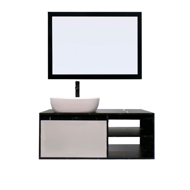 Gabinete De Baño Con Lavabo Y Espejo Decorativo Minimalista MARBELLA