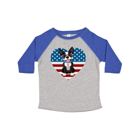 

Inktastic Boston Terrier Dog US Flag July 4th Gift Toddler Boy or Toddler Girl T-Shirt