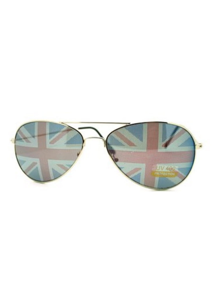 British Flag Aviator Sunglasses Union Jack Black Frames England UK