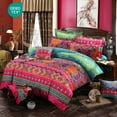 thumbnail image 1 of Jolusere Ensemble de Housse de Couette Boho Très Grand, 3 Pcs Rétro Bohemian Mandala Rayé Ensemble de Housse de Couette pour Adultes Toutes Saisons, Rouge Coloré, 1 of 10
