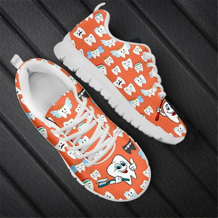 

Cute Cartoon Tooth Designer Women Lace Up Sneakers Dentist Mesh Ladies Casual Shoes Woman Flats Lace Up Walking Footwear 2022