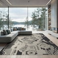thumbnail image 2 of ODIKA 8'x10' Gray Cream Geometric Floral Design Washable Area Rug Intricate Inspired Motif Non-Slip Chair-Friendly Mat for Dining Room, Large Office, Lounge, 2 of 7
